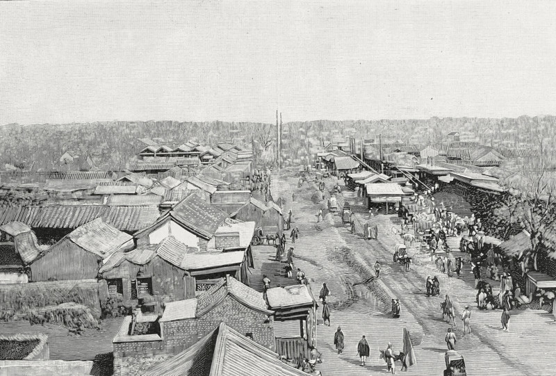 Une rue de la ville tartare à Pékin, en 1900