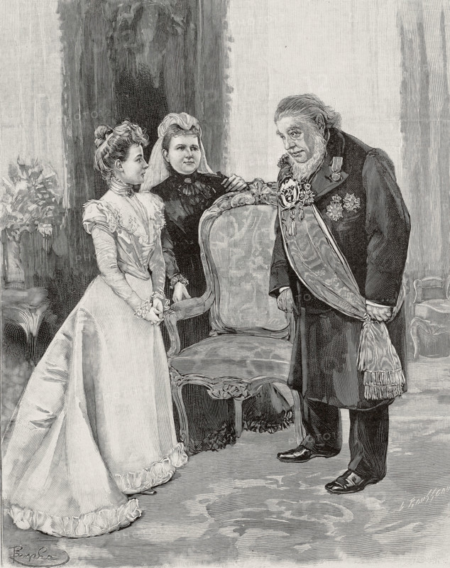 Guerre du Transvaal.
Visite du Président Krüger reçu par la reine Wilhelmine, à la Haye, en 1900