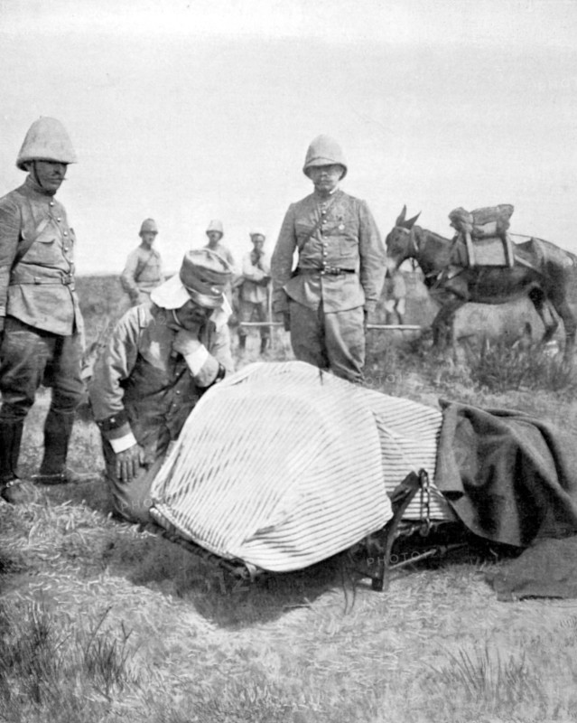 General Moinier, felled by fiever, giving orders to General Dalbiez, July 6, 1911.