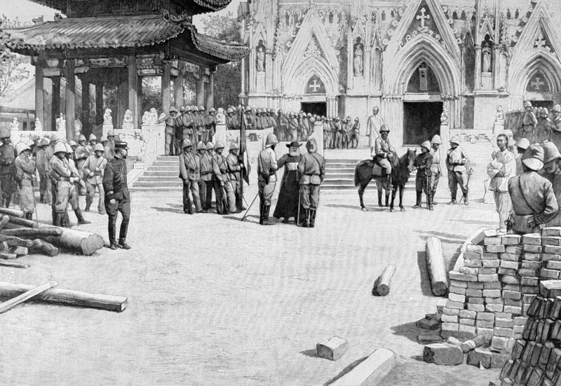 Révolte des Boxers. 
L'occupation de Pékin par les troupes françaises, en 1900.