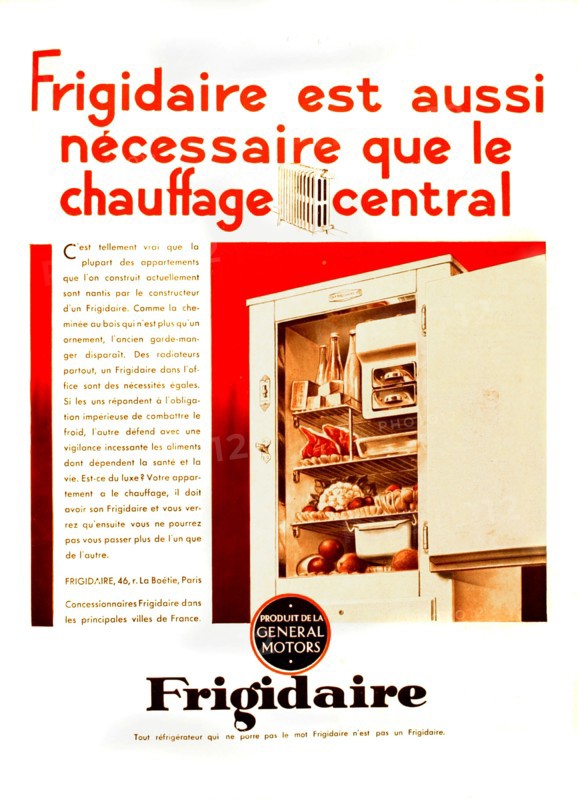 Publicité pour un frigidaire, en France (1931)