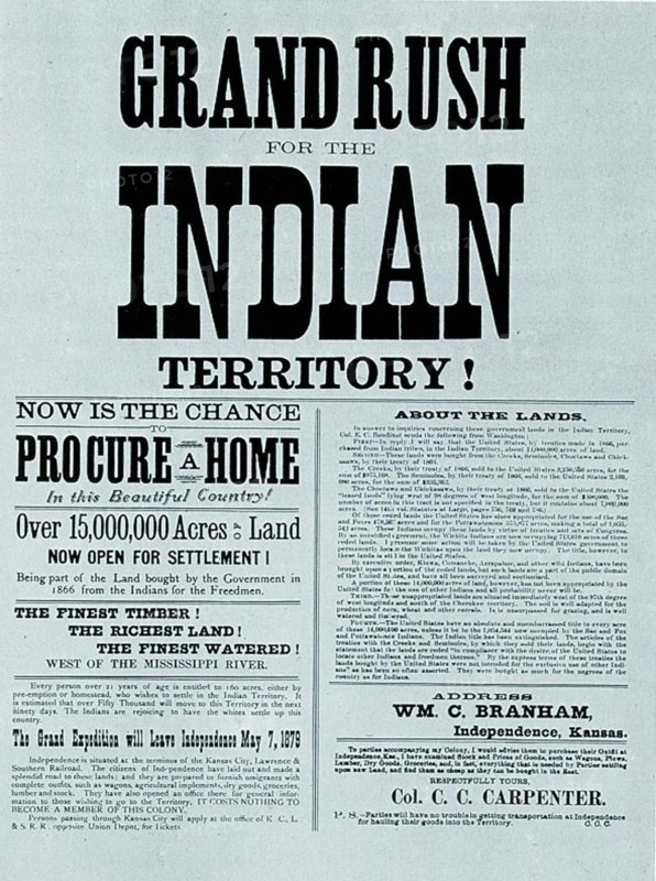 Call for the "Grand Rush for the Indian Territory"