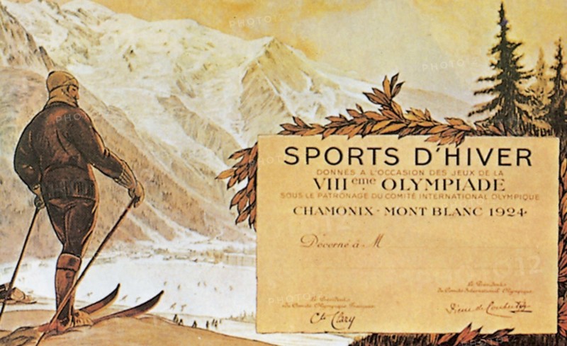Affiche des premiers Jeux Olympiques d'hiver de Chamonix