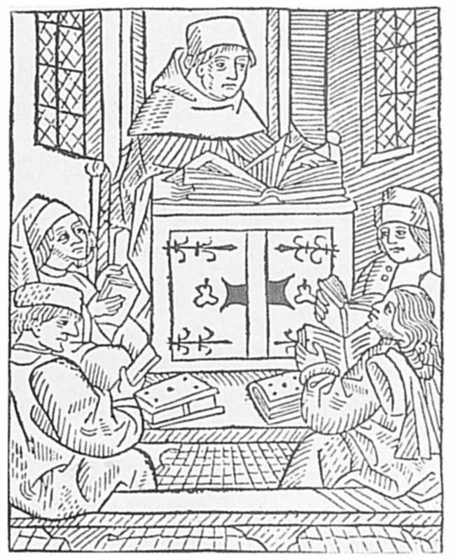 Les origines du système universitaire,
gravure