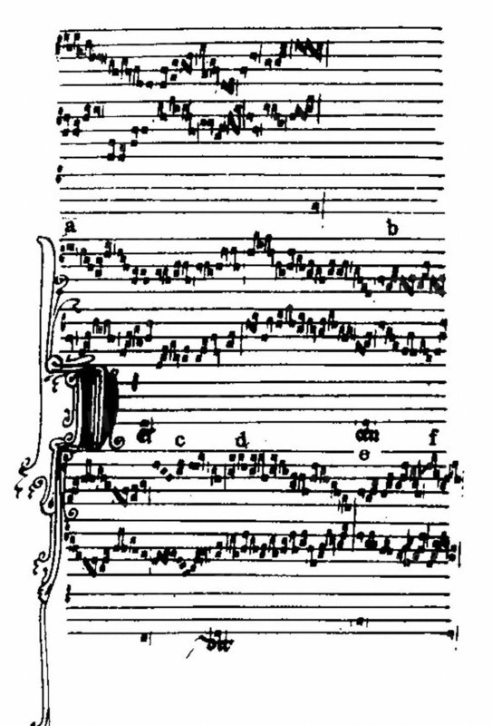 Musical notation, three voices organum