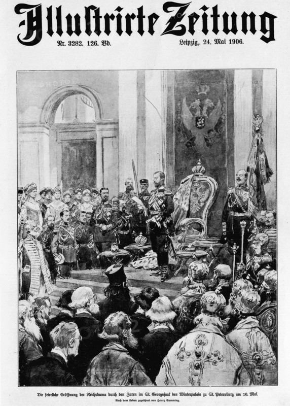 Couverture du journal "Illustrierte Zeitung", ouverture de la Douma à Saint-Pétersbourg, Russie