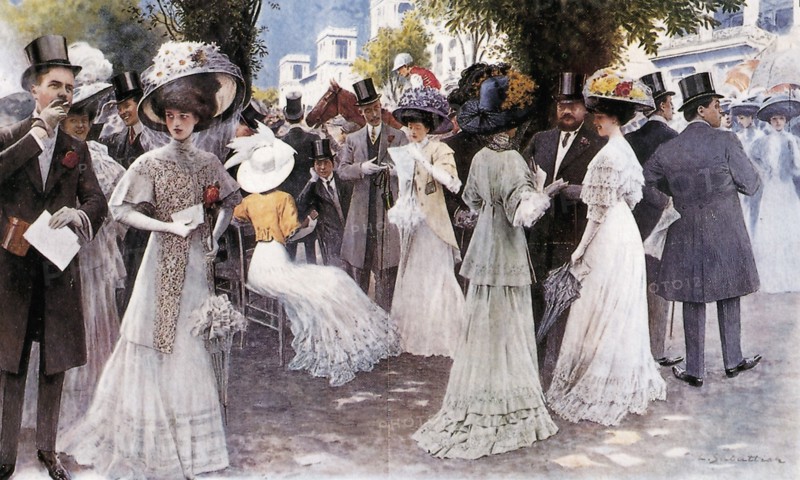 Elegant ladies at the racecourse, Berlin, Germany