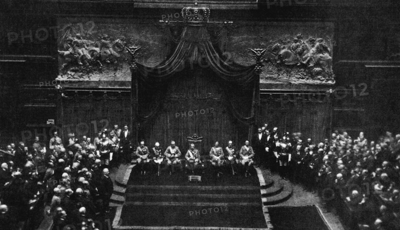 Victor Emmanuel III at the opening of the Rome Parliament