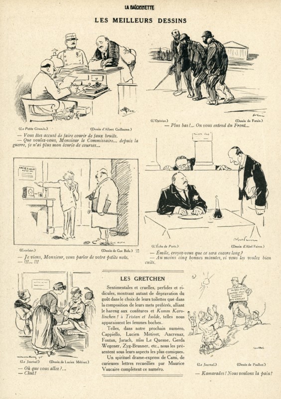 Dessins humoristiques parus dans La Baïonnette n°28 du 13 janvier 1916