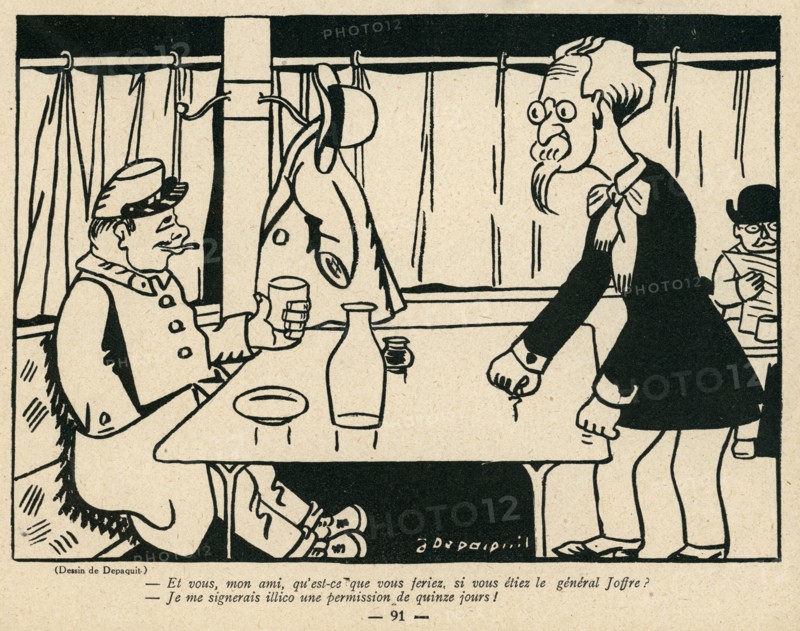 Dessin humoristique paru dans La Baïonnette n°33 du 17 février 1916