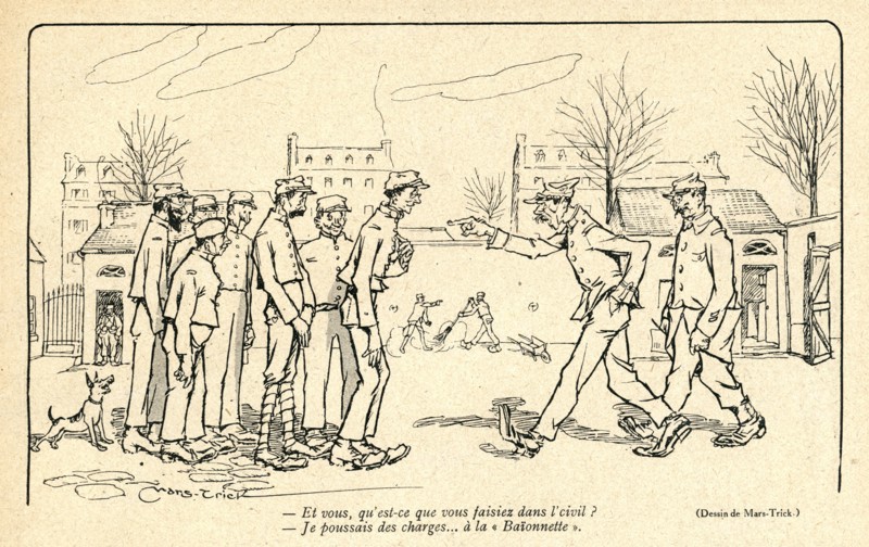 Dessin humoristique paru dans La Baïonnette n°38 du 23 mars 1916