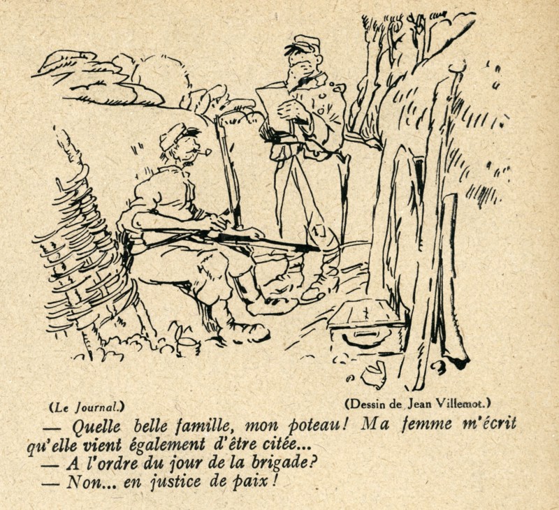Dessin humoristique paru dans La Baïonnette n°38 du 23 mars 1916