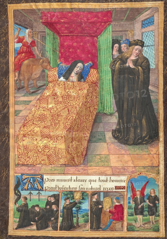 Maître de la Chronique Scandaleuse, Madame de Balsac sur son lit de mort