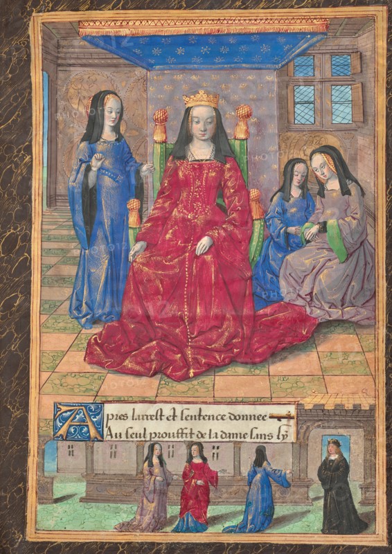 Master of the Chronique scandaleuse, Anne of Brittany Enthroned and Accompanied by Her Ladies-in-Waiting
