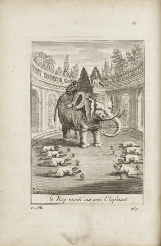 Voyage de Siam des Pères Jésuites : Le Roy monté sur son Eléphant