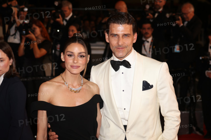 Olivia Palermo (in Nicolas Jebran) and Johannes Huebl attend the "The Man I Love" screening during the 79th annual Cannes Film Festival at Palais des Festivals on May 20, 2026 in Cannes, France.