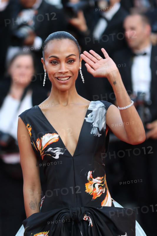 Zoe Saldaña (in Chanel) attends the closing ceremony of the 79th annual Cannes Film Festival at Palais des Festivals on May 23, 2026 in Cannes, France.