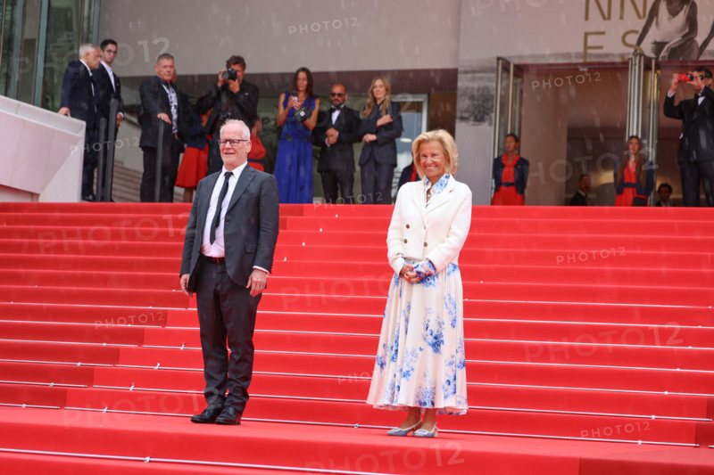 Cannes Film Festival director Thierry Frémaux and Cannes President Iris Knobloch attend the "Fjord" screening during the 79th annual Cannes Film Festival at Palais des Festivals on May 18, 2026 in Cannes, France.