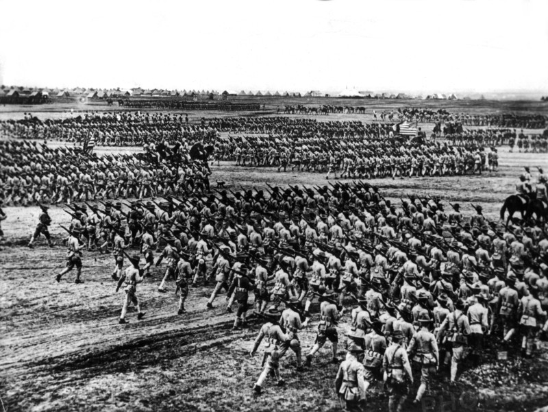 Soldats américains à l'entraînement aux Etats-Unis. Vers 1917