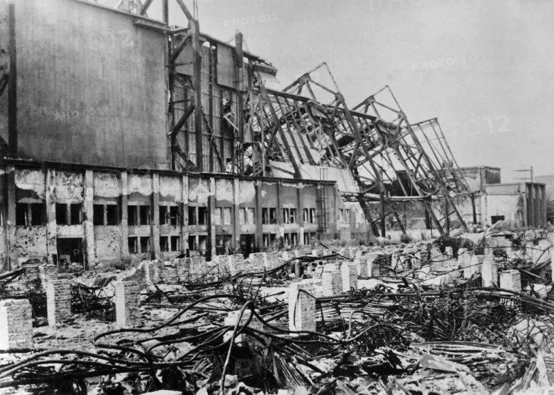 Ruins of the Leipzig  (East Germany) Fair buildings, 1945.