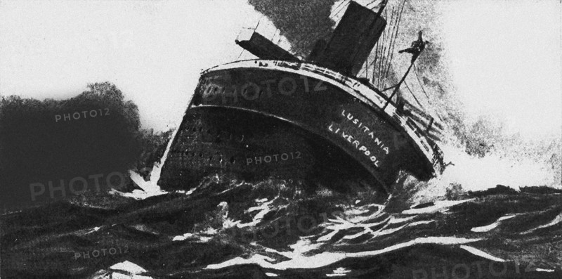 The back of the Lusitania, when it is about to sink