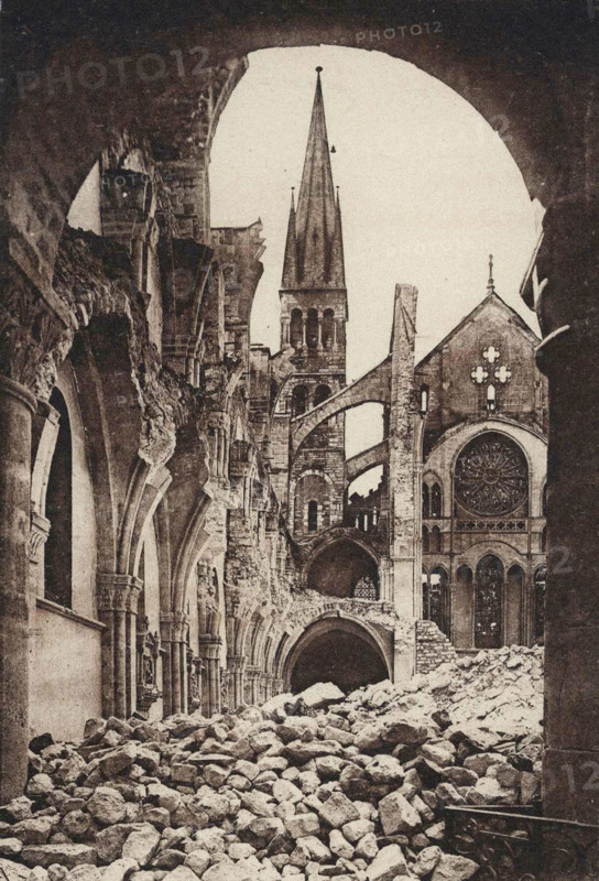 St. Remy of Reims' basilica after the bombings of 1918