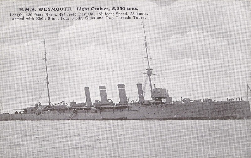 British light cruiser 'Weymouth'
