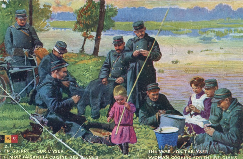 Soldats belges sur les bords de l'Yser lors de la première guerre