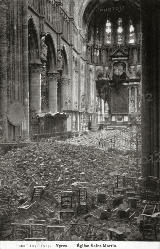 Ruins of the town of Ypres in Belgium