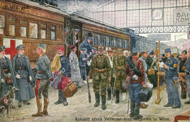 Transport de blessés arrivant à Vienne