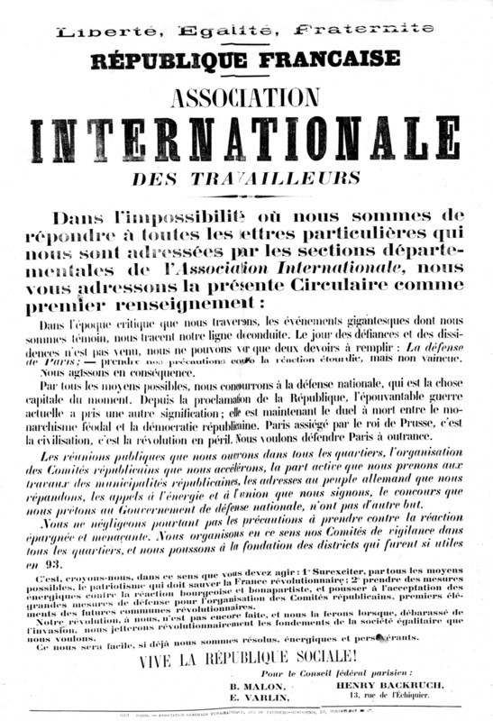 Affiche de l'Association internationale des travailleurs