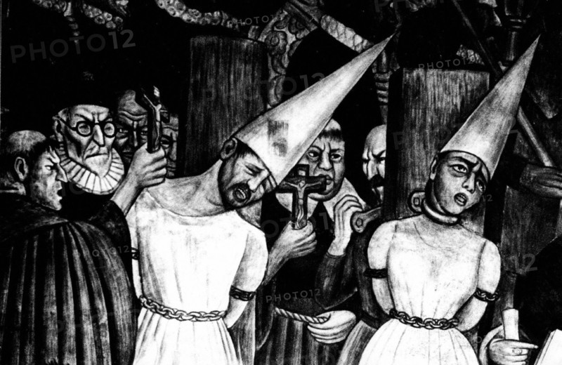 Scene of the Inquisition. Fresco by Diego Rivera