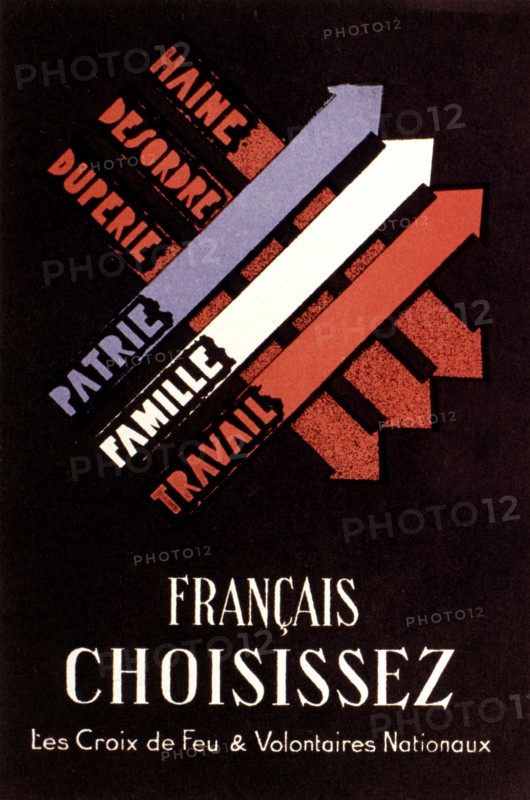 Affiche des Croix-de-Feu contre le Front Populaire en 1935