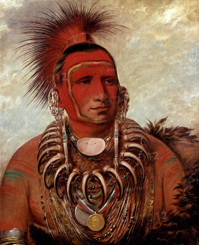 Georges Catlin. Petit loup guerrier, Yoway (peau rouge de l'Amérique du nord)