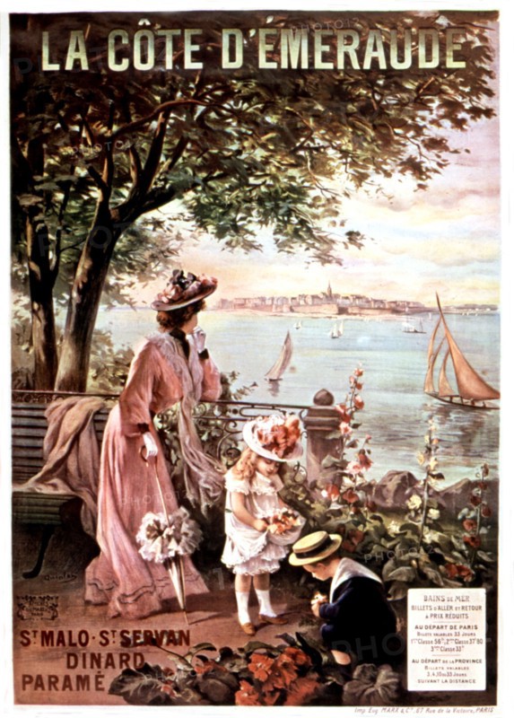 Affiche publicitaire pour la Côte d'émeraude en Bretagne
