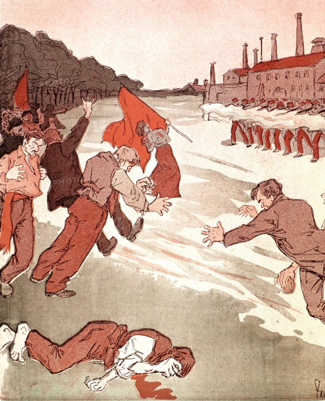 Caricature de Paul Poncet : "L'Assiette au Beurre". "Le triomphe de la loi"