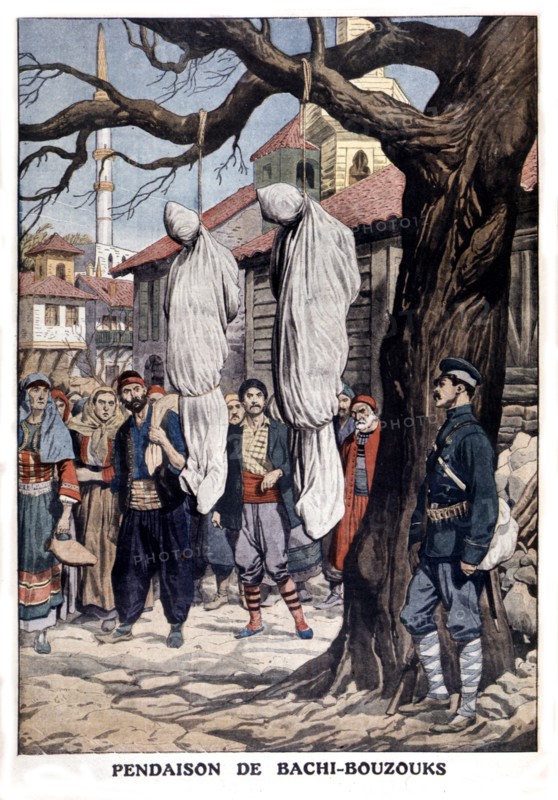 Bashibazouks hanged by mercenaries of the Ottoman army