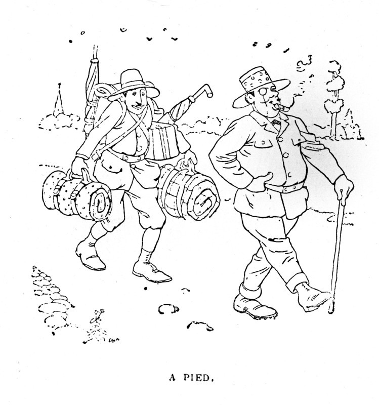 Caricature by Caran d'Ache. "The joys of fresh air: taking a walk"