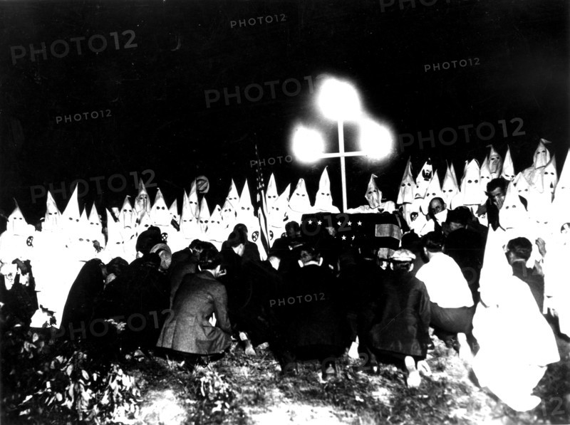 Induction ceremony for a new member of the Ku Klux Klan