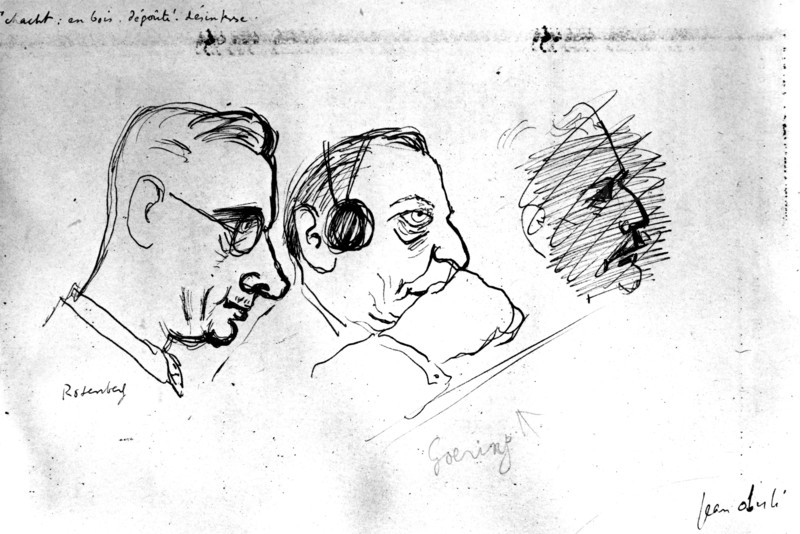 Jean Oberle. Drawings from the Nuremberg Trials. Rosenberg and Göring