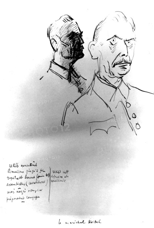 Keitel. Dessin exécuté pendant le procès de Nuremberg.