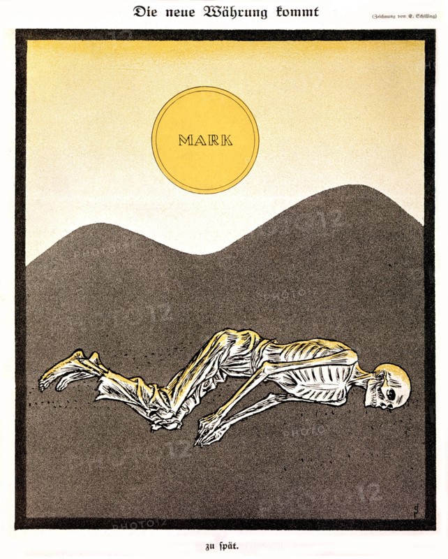 Caricature de Schilling au sujet du nouvel étalon or (1923)