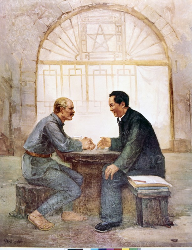 Mao Zedong avec Norman Bethune, médecin canadien, à Yennan (pendant la Longue marche)