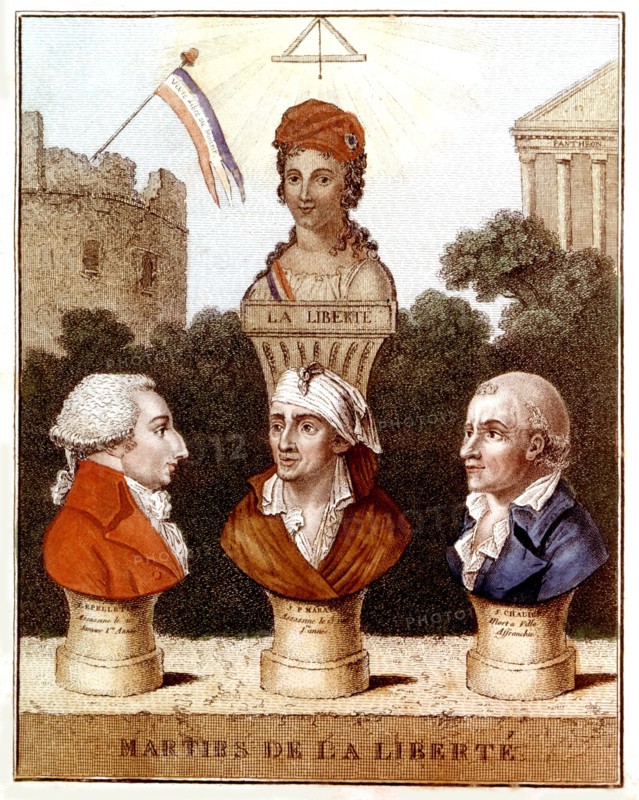 Allégorie. Les martyrs de la liberté : Le Peletier, Marat, Chalier