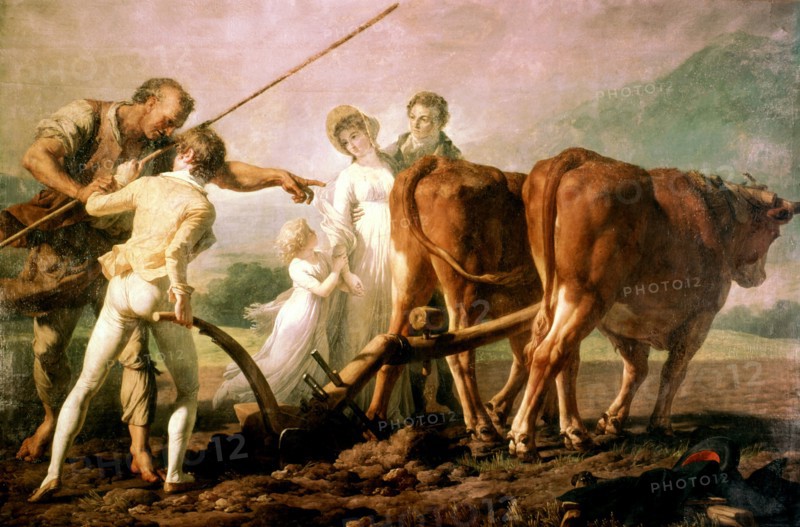 La leçon de labourage, Illustration de "Emile" de Jean-Jacques Rousseau