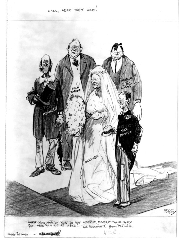 Satirical cartoon by Kirby about President Hoover's policy