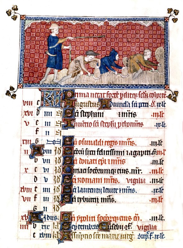 Psalter of Queen Mary. The harvest