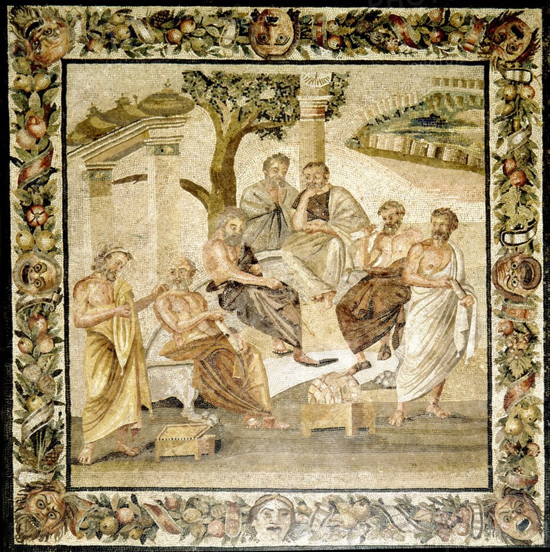 Roman mosaic, Plato and his disciples