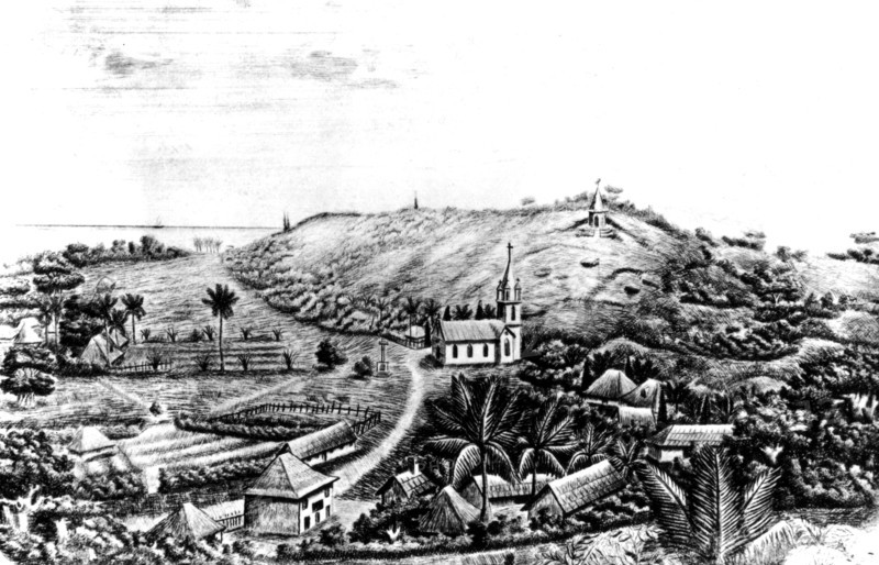 Isle of Pines album (New-Caledonia). Sketchbook of a deportee, Louise Michel's companion: landscape of the Island of the Pines