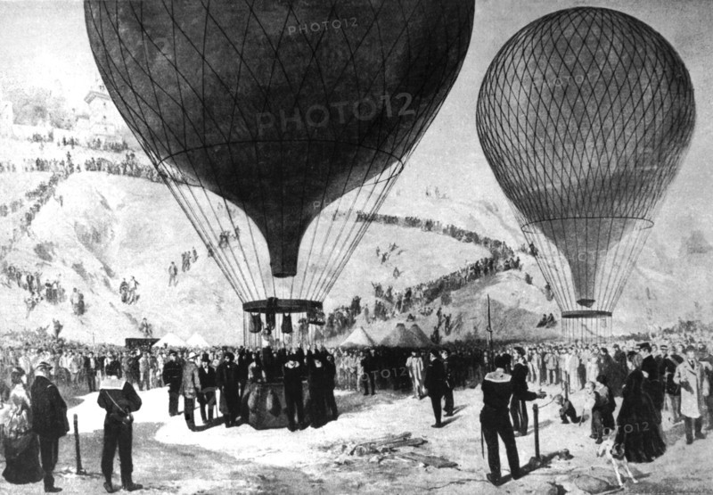 Siège de Paris. Départ des ballons au pied de Montmartre